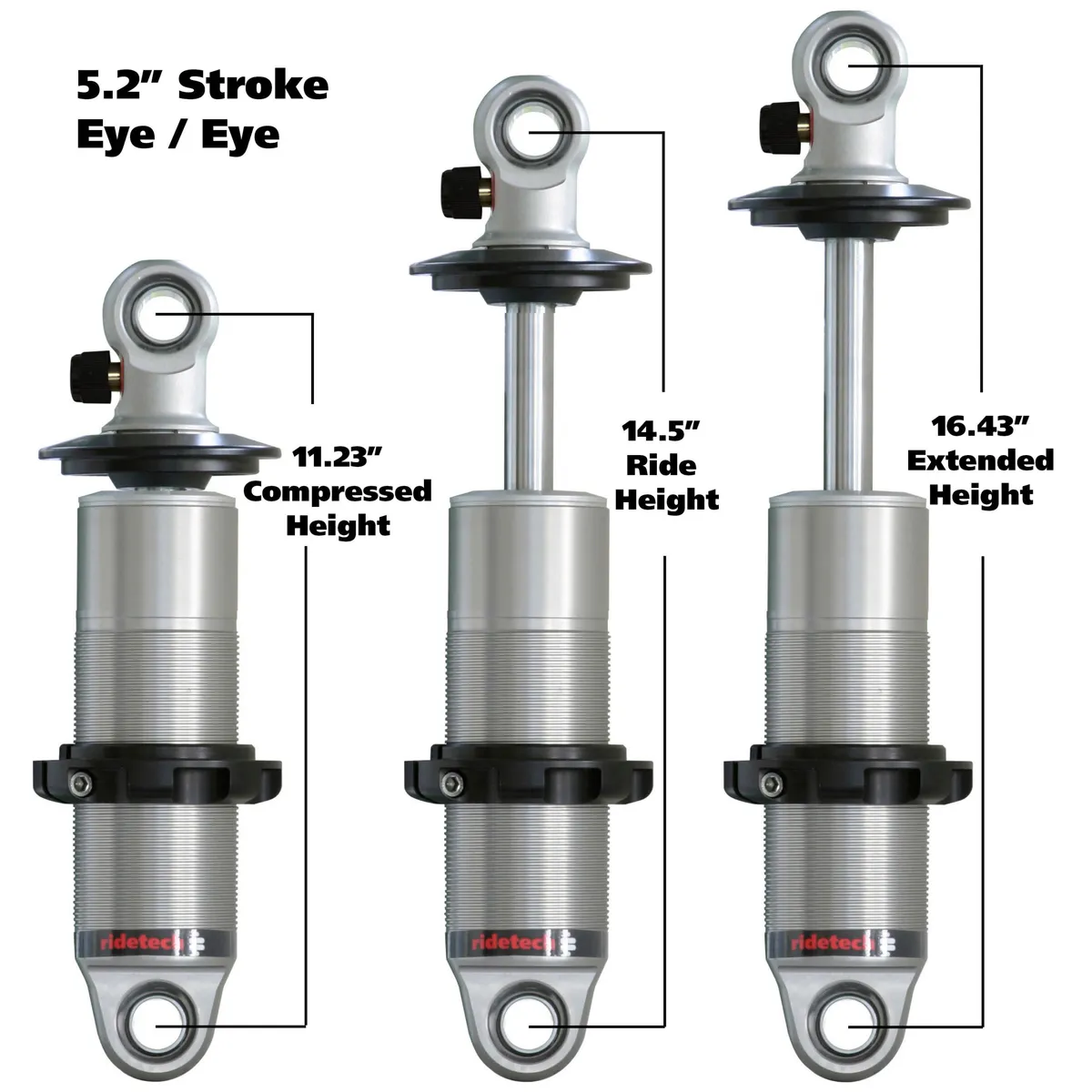 Ridetech 24159901 HQ Coil-Over shock with 5.2 stroke and 1.7 eye mount, universal. product image