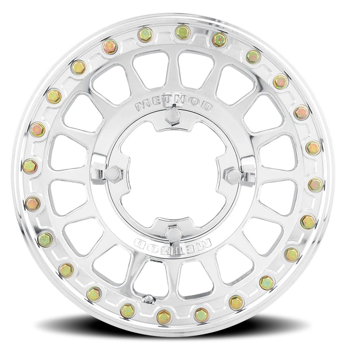 Aluminum Wheels 15x10 MR413 Beadlock UTV Bolt Pattern 5 On 114.3 Offset 0 Lip Size 3.31 Polished Method product image
