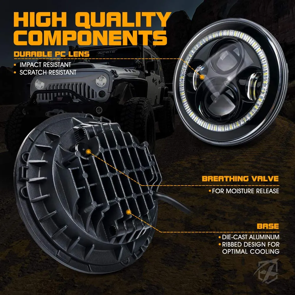 LED Halo Headlights for 2007-2018 Jeep Wrangler JK product image