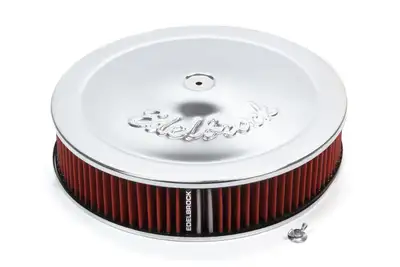 Edelbrock Air Cleaner, Pro-Flo Series, Round, 14 In. Diameter, Cloth Element, Chrome