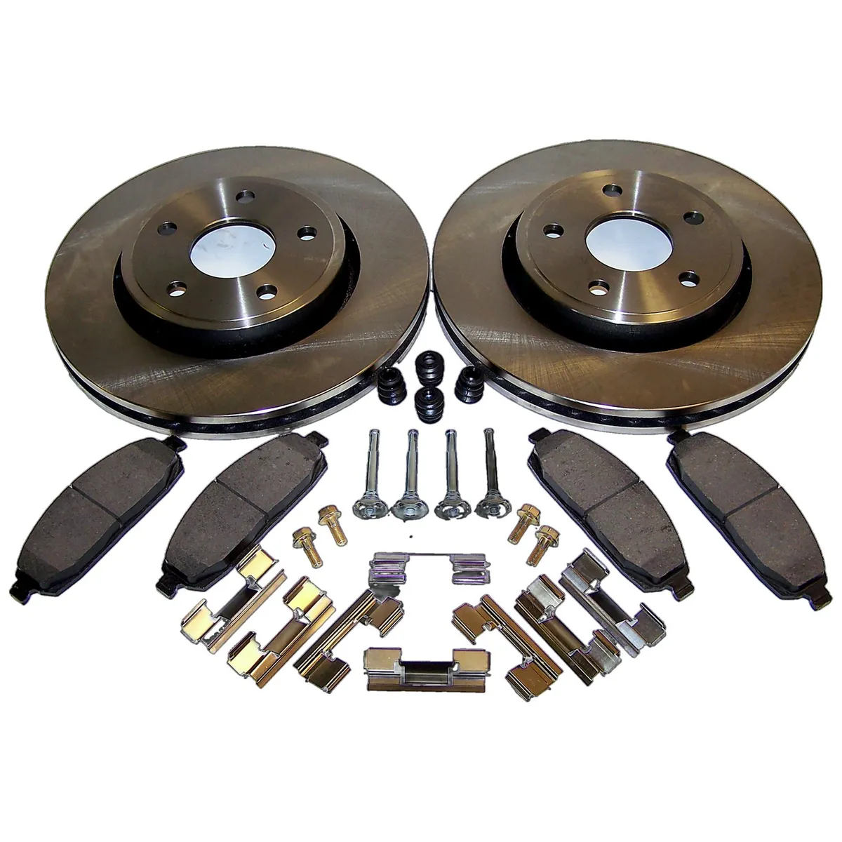Disc Brake Service Kit; Front; Incl. 2 Drilled And Slotted Rotors/Pad Set/All Hardware; product image