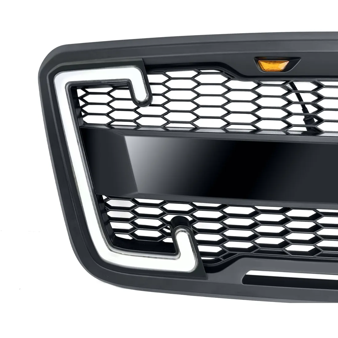 Raptor Style Mesh Grille W/ DRL & Turn Signal Lights - Matte Black For 2004-2008 Ford F150 product image