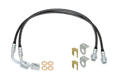 Rock Jock Brake Hose Kit 07-18 Wrangler JK Front Or Rear Includes Frame Tabs Clips Copper Washers For Use w/Antirock System 23.5 Inch Long Pair RockJock 4x4