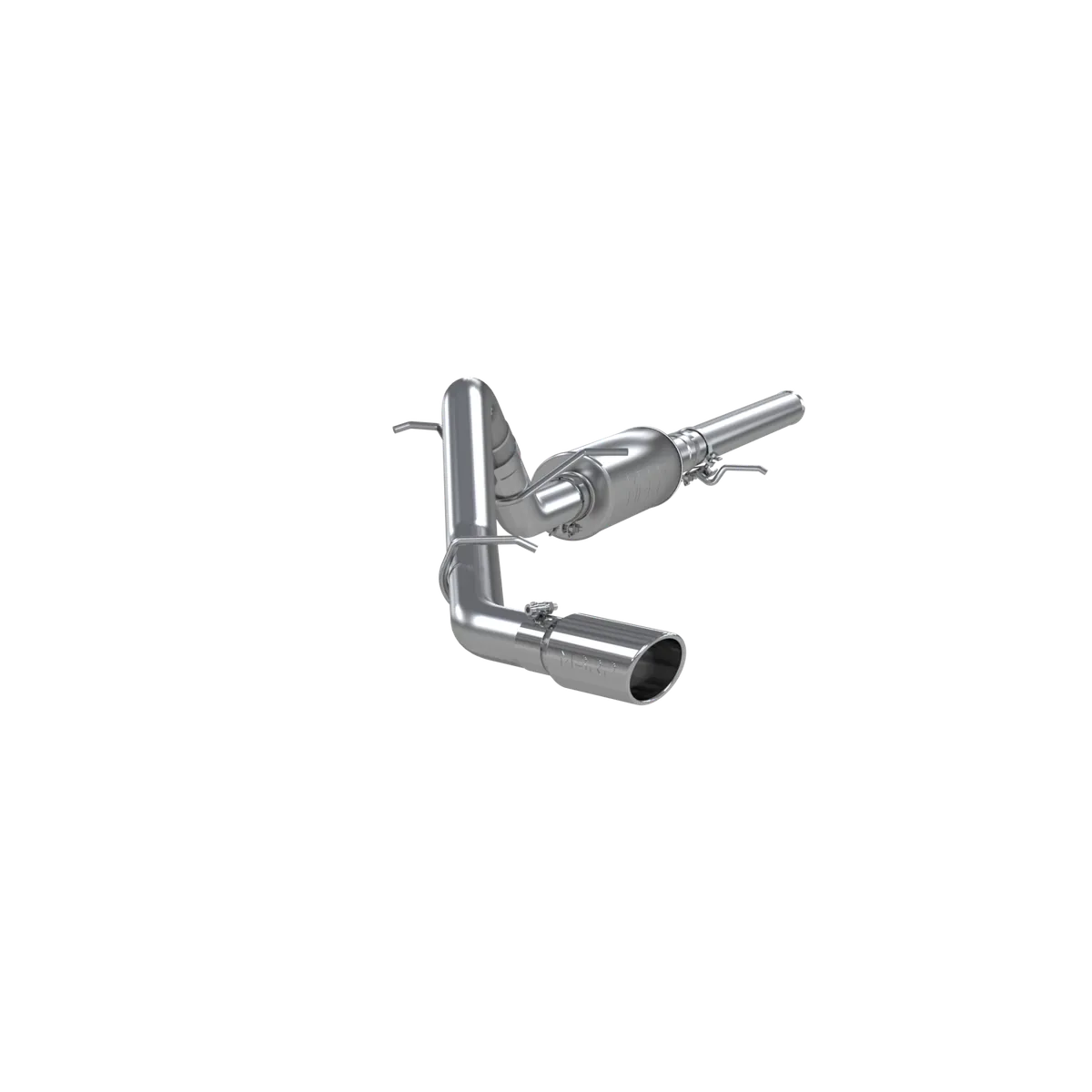 Armor Plus Cat Back Exhaust System; 3 in.; Incl. Ext. Pipe/Mid Pipe/Muffler/Over Axle Pipe/Tailpipe/Hardware/4 in. OD Tip; Single Side Exit; T409 Stainless Steel; product image
