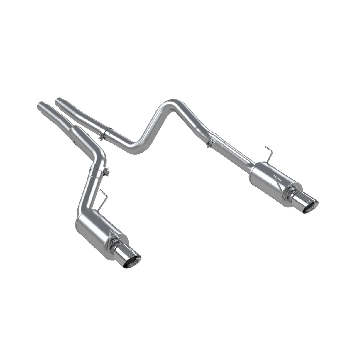 Armor Plus Cat Back Exhaust System; 3 in.; Incl. Ext. Pipes/Mufflers/Hardware/4 in. Outlet Diameter Tips; Dual Split Rear Exit; Street Version; T409 Stainless Steel; product image