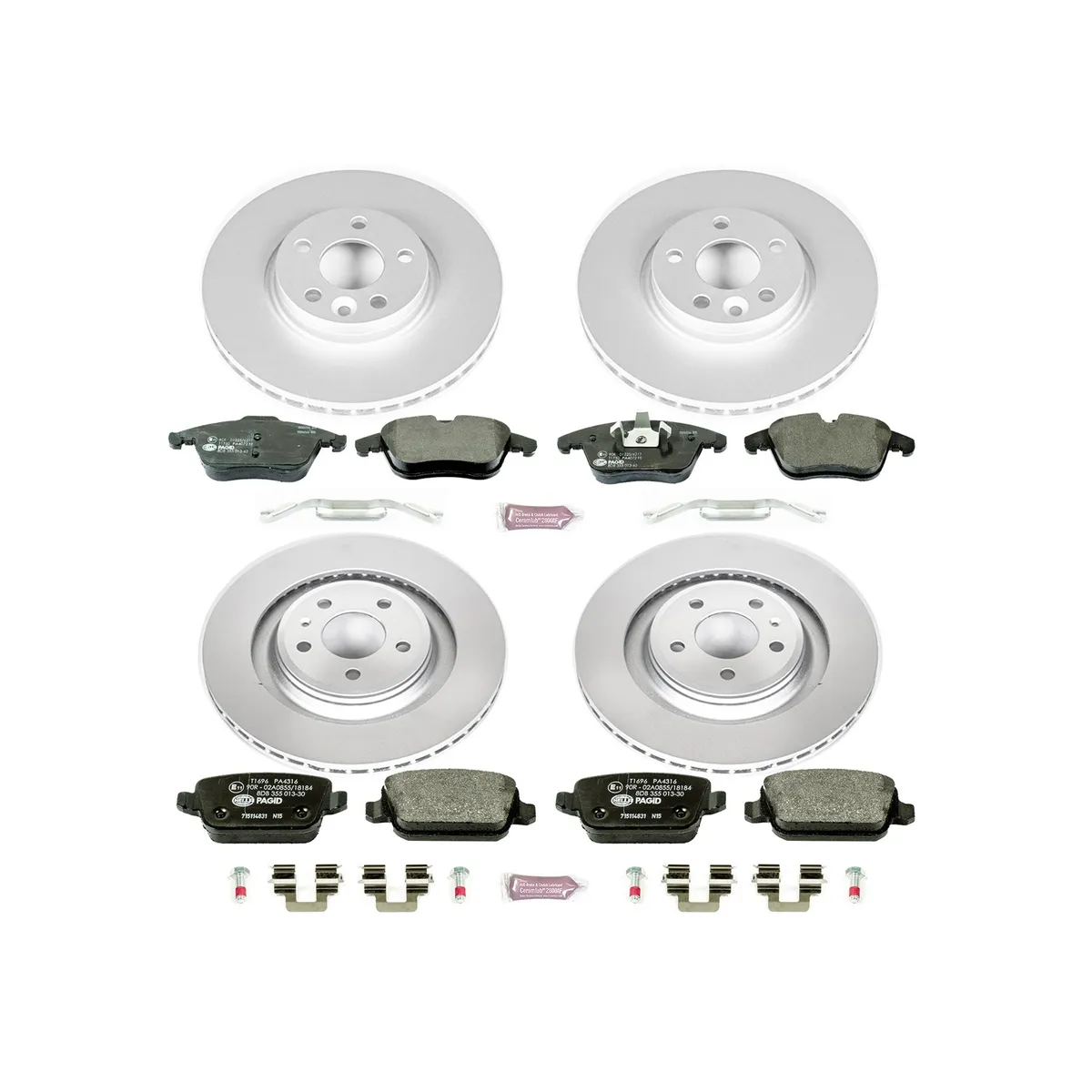 Euro-Stop Kit: Genuine Geomet Fully Coated Rotors; Ece-R90 Certified Pads W/Hardware product image