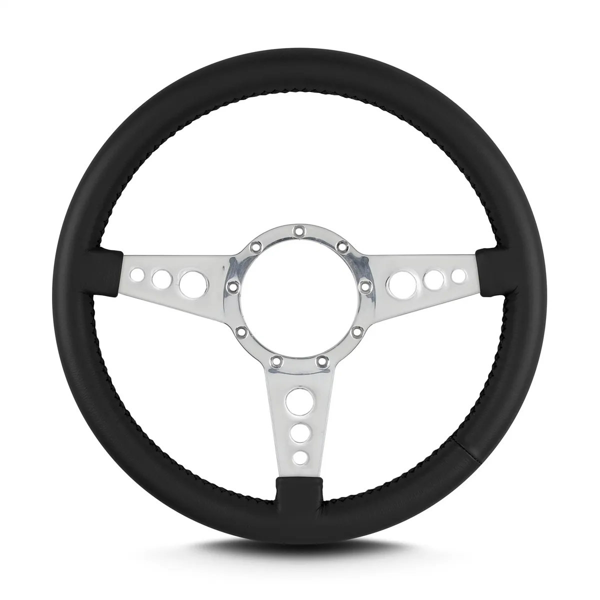 Lecarra Mark 4 GT Steering Wheel; Black; Polished Spokes; 14 in. Standard Grip; product image