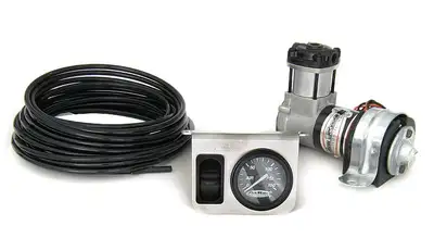 Ridetech On-Demand 1 Way Compressor Kit W/ Analog Gauge Model 215 Compressor Control Panel W/ One Switch And Single Needle Gauge Airline And Fittings Ridetech