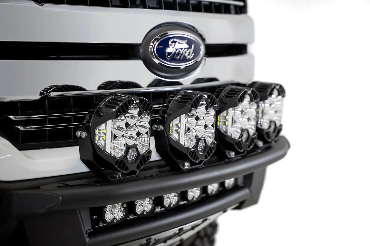 Ford F-150 PRO Bolt-On Light Hoop with 10 Dually or 4 Round Light Mounts 6 or smaller in Hammer Black -For Pro Bolt-On Front Bumper Only product image