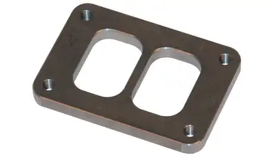 Vibrant Performance Turbo Inlet Flange; 69.9mm Bhcch; 82.55mm Bhccw; M10x1.5 Bhts; 95mm Overall h; 108mm Overall w; 0.5 In. Thickness; 50.3mm Port h; For T04 Divided Inlet; 304 Stainless Steel;