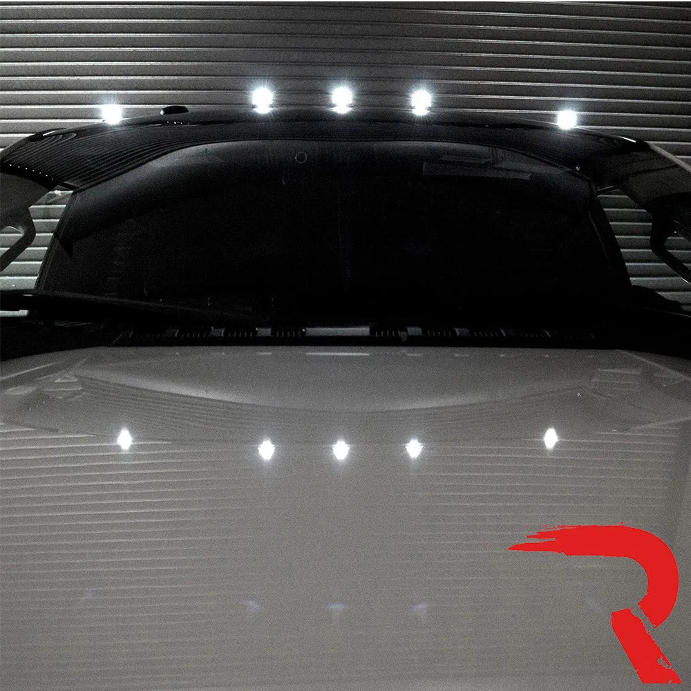 Ford 17-23 Superduty 5-Piece Set Clear Cab Roof Light Lens With 2-Way Forward Rear Facing White Ultra High-Power Leds - Attn This Cab Light Set is For a Fresh Install on a Truck That Did Not Come With OEM Cab Roof Lights no Square Hole Required - on product image