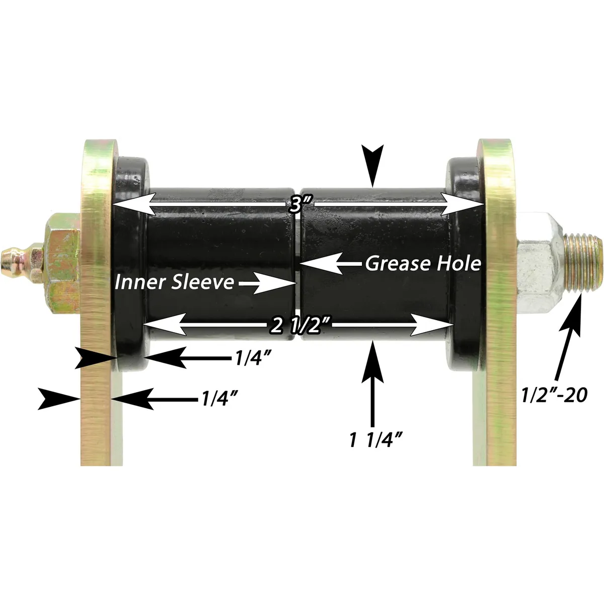 Heavy Duty Leaf Spring Shackles; Incl. Urethane Bushings; Heavy Duty Greasable Bolts; Pair; Front; For Use w/PN[CE-9033F]; product image