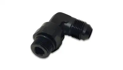 Vibrant Performance 90 Degree Swivel Adapter Fitting; -8AN To -8AN ORB; 6061 Aluminum; Black Anodized;