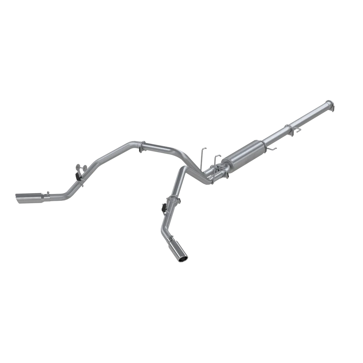 Armor Lite Cat Back Exhaust System; 3 in.; Incl. Ext. Pipe/Muffler/Over Axle Pipes/Tailpipes/Hardware/3.5 in. OD Tips; Dual Split Side Exit; Aluminized; product image