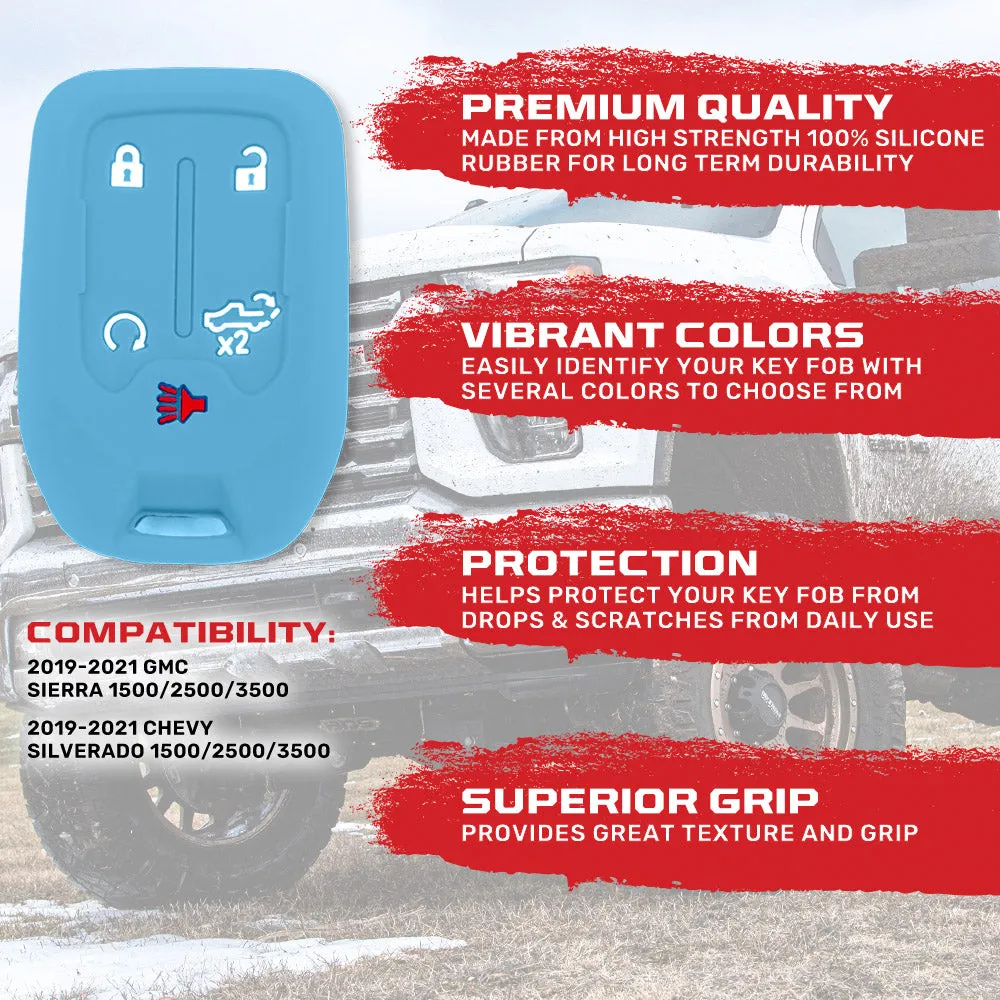 GMC & Chevy 19-21 Sierra & Silverado 1-Piece 100% Silicone Rubber Key Fob Cover - Multiple Colors product image