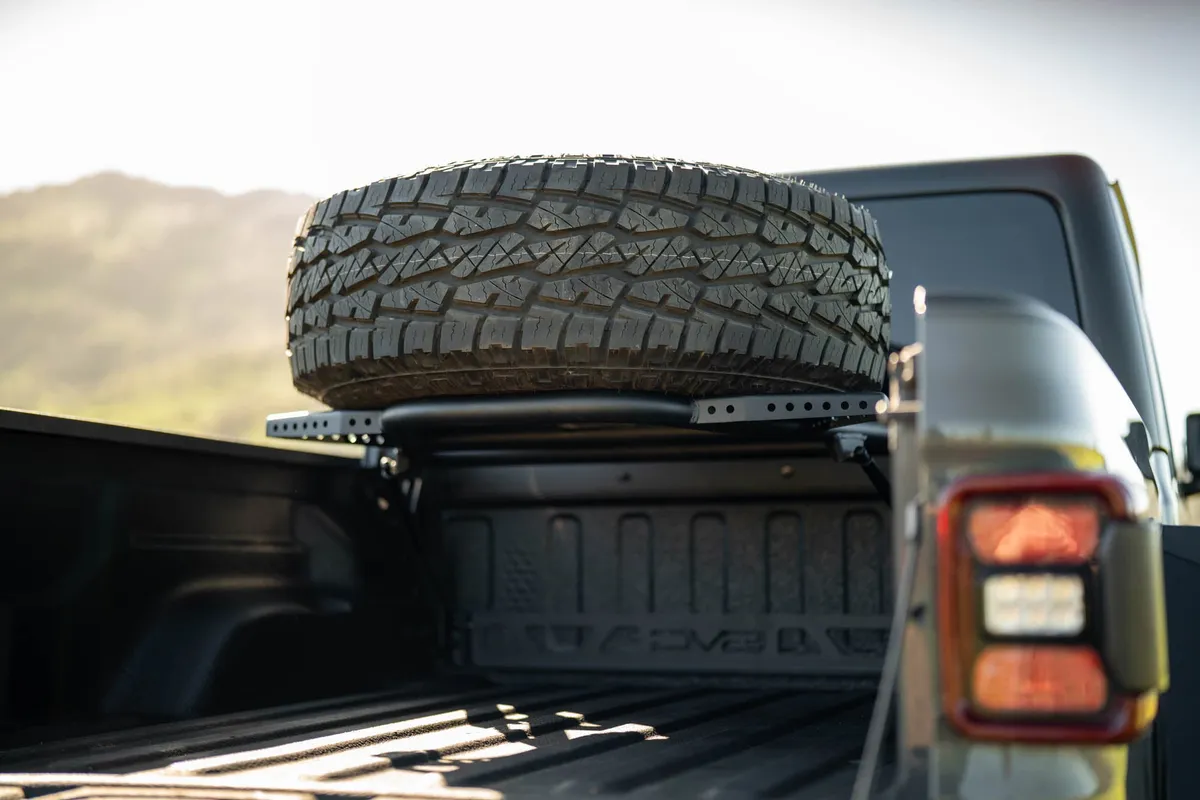DV8 2020-2025 Jeep Gladiator JT DV8 Offroad Adjustable In-Bed Tire Carrier product image