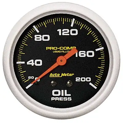 AutoMeter Gauge, Oil Press, 2 5/8", 200psi, Liquid Filled Mech, Pro-Comp