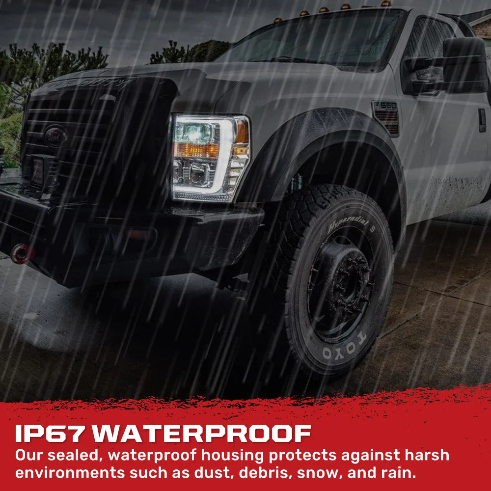 Ford Superduty 08-10 F250f350f450f550 Projector Headlights w Ultra High Power Smooth Oled Halos And DRL - Smoked b product image