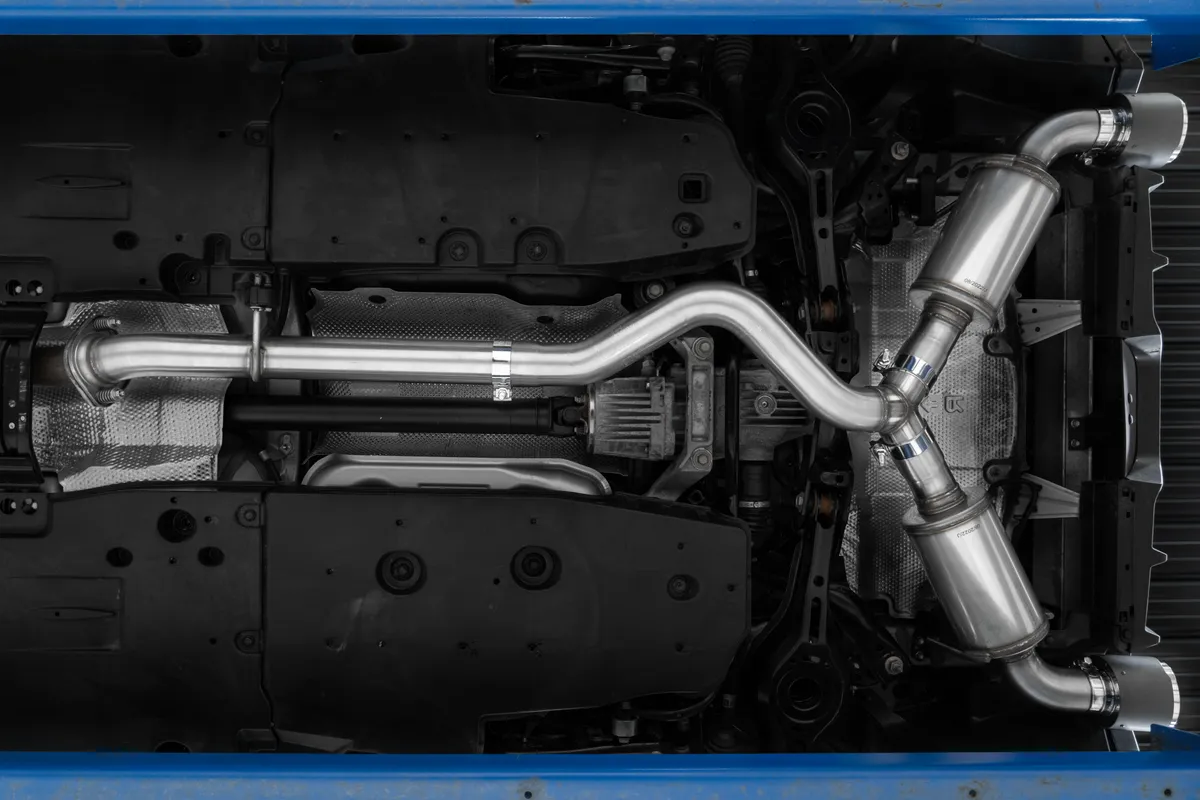 2023-Up Toyota Corolla GR 1.6L Armor Pro T304 Stainless Steel 3 Inch Cat-Back Dual Split Rear with Carbon Fiber Tips MBRP product image