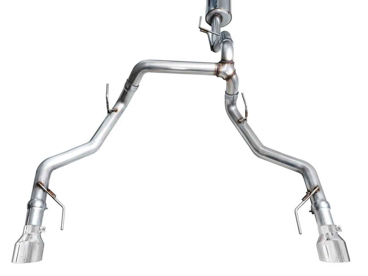 AWE 0FG Resonated Catback for 21 Ford F-150 Tremor (With Bumper Cutouts) - Chrome Silver Tips 3015-32402 product image