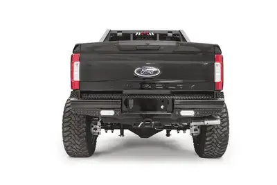Fab Fours Black Steel Ranch Rear Bumper; 2 Stage Black Powder Coated;