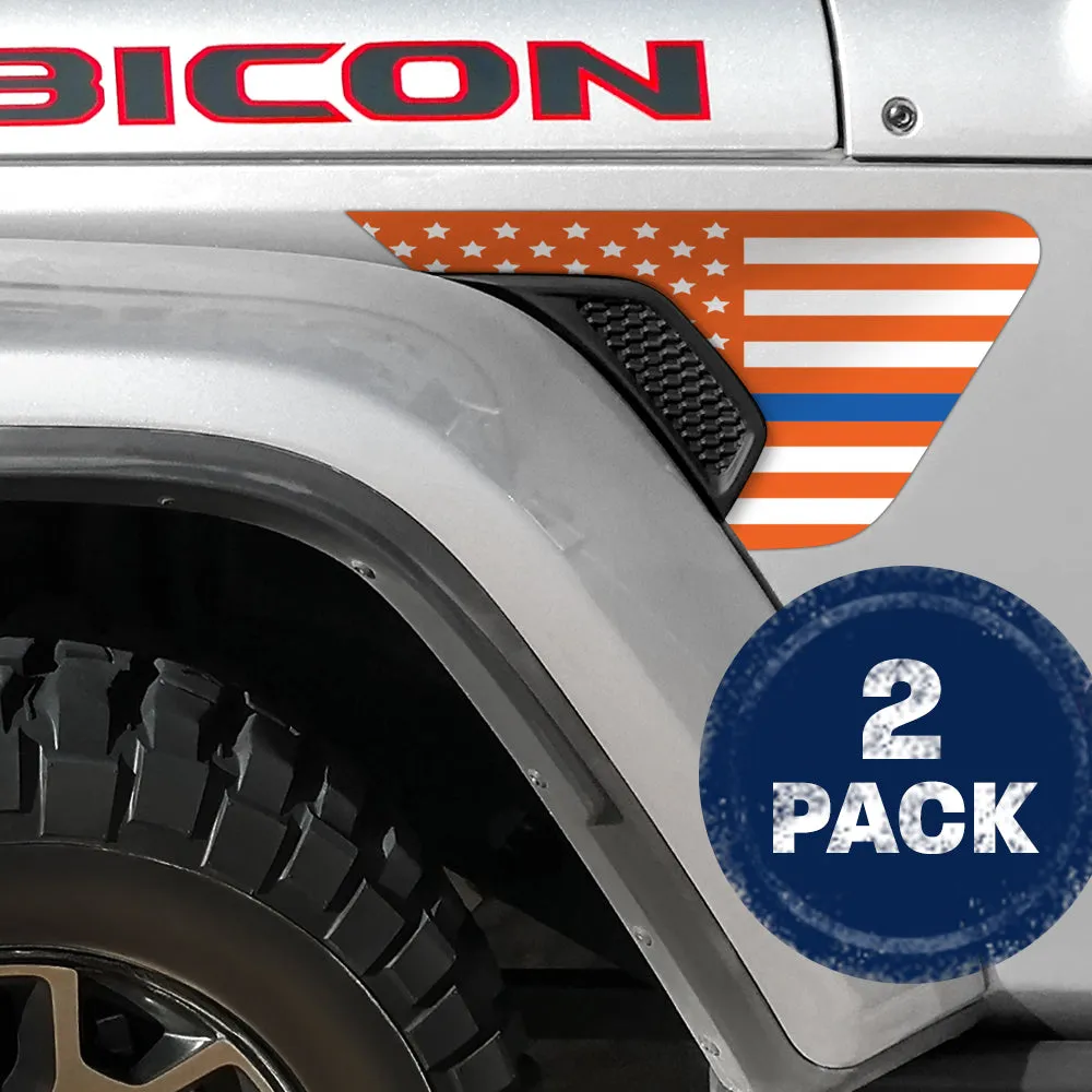 Under The Sun Inserts White and Orange Thin Blue Line Flag 2pc Vinyl Fender Decal