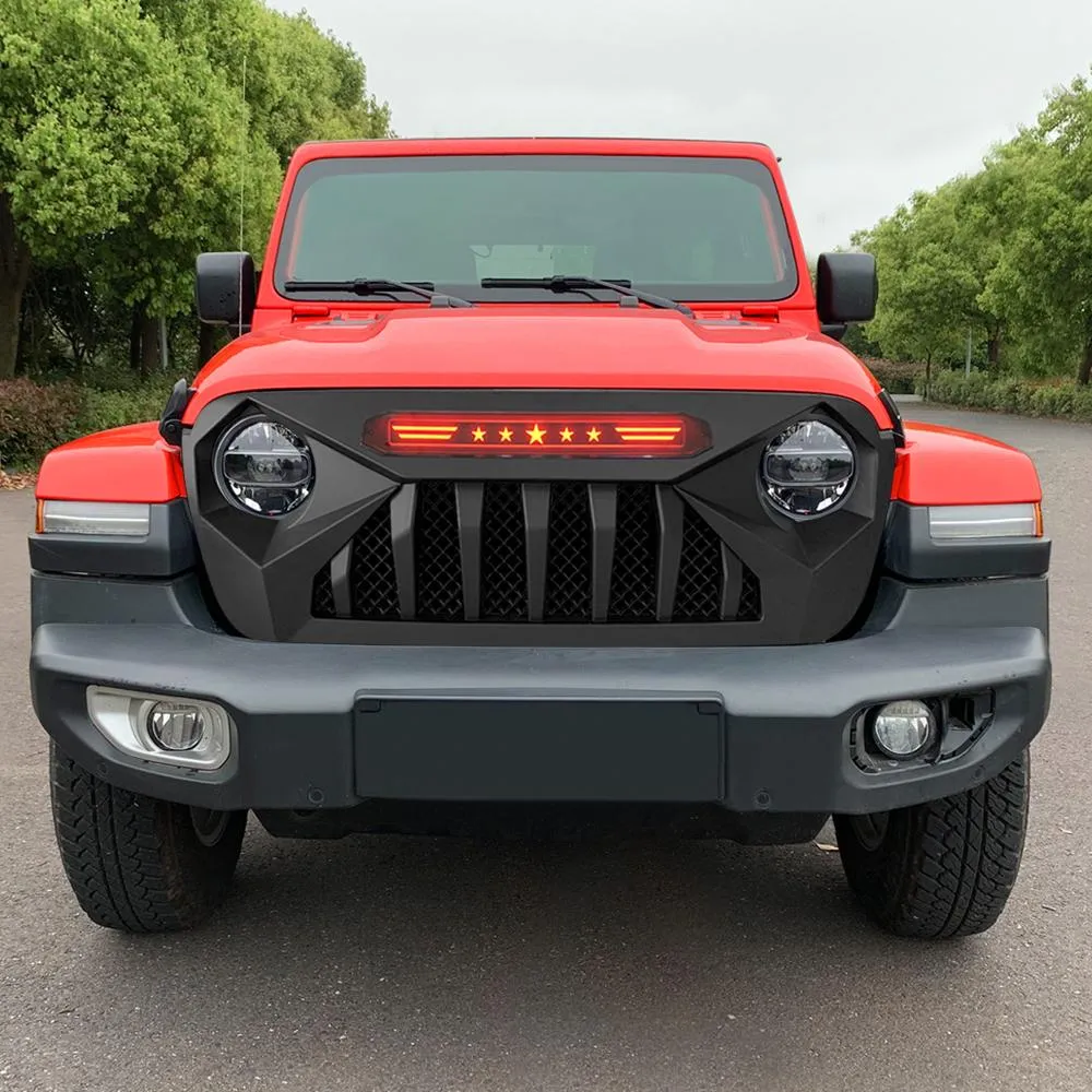 Demon Grille W/ Red Star Lights For 18+ Wrangler JL & Gladiator JT W/O Trailcam product image