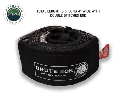 Overland Vehicle Systems Tree Saver Tow Strap 40,000 lb. Gray With Storage Bag Overland Vehicle Systems