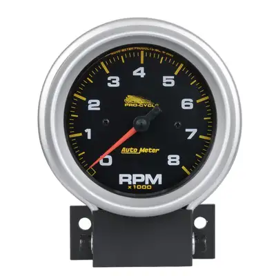 AutoMeter Gauge, Tach, 3 3/4", 8k Rpm, 2 & 4 Cylinder, Black, Pro-Cycle