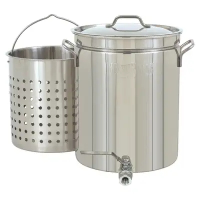Bayou Classic 40-qt Stainless Stockpot w/ Elevated Steam Basket & Spigot