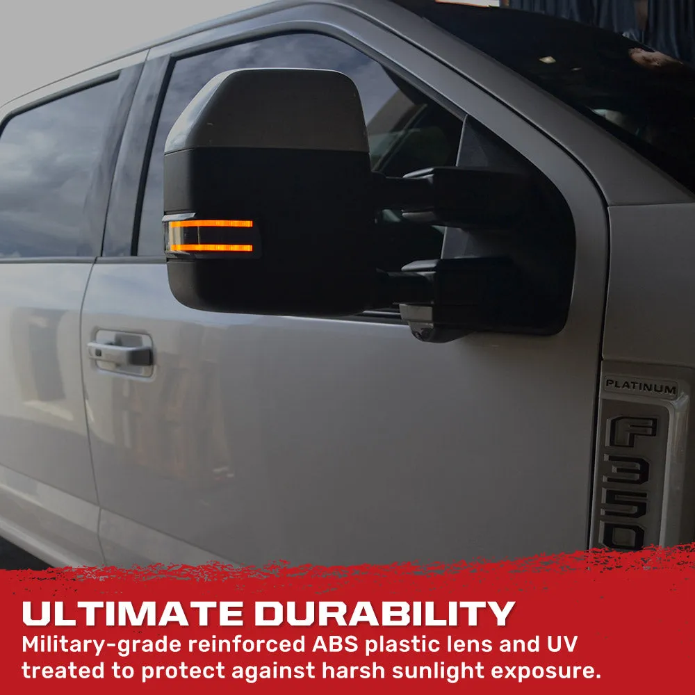 Ford 17-19 F250f350f450 Superduty Side Mirror Lenses 2-Piece Set w Amber LED Running Lights Amber Flashing LED Turn product image