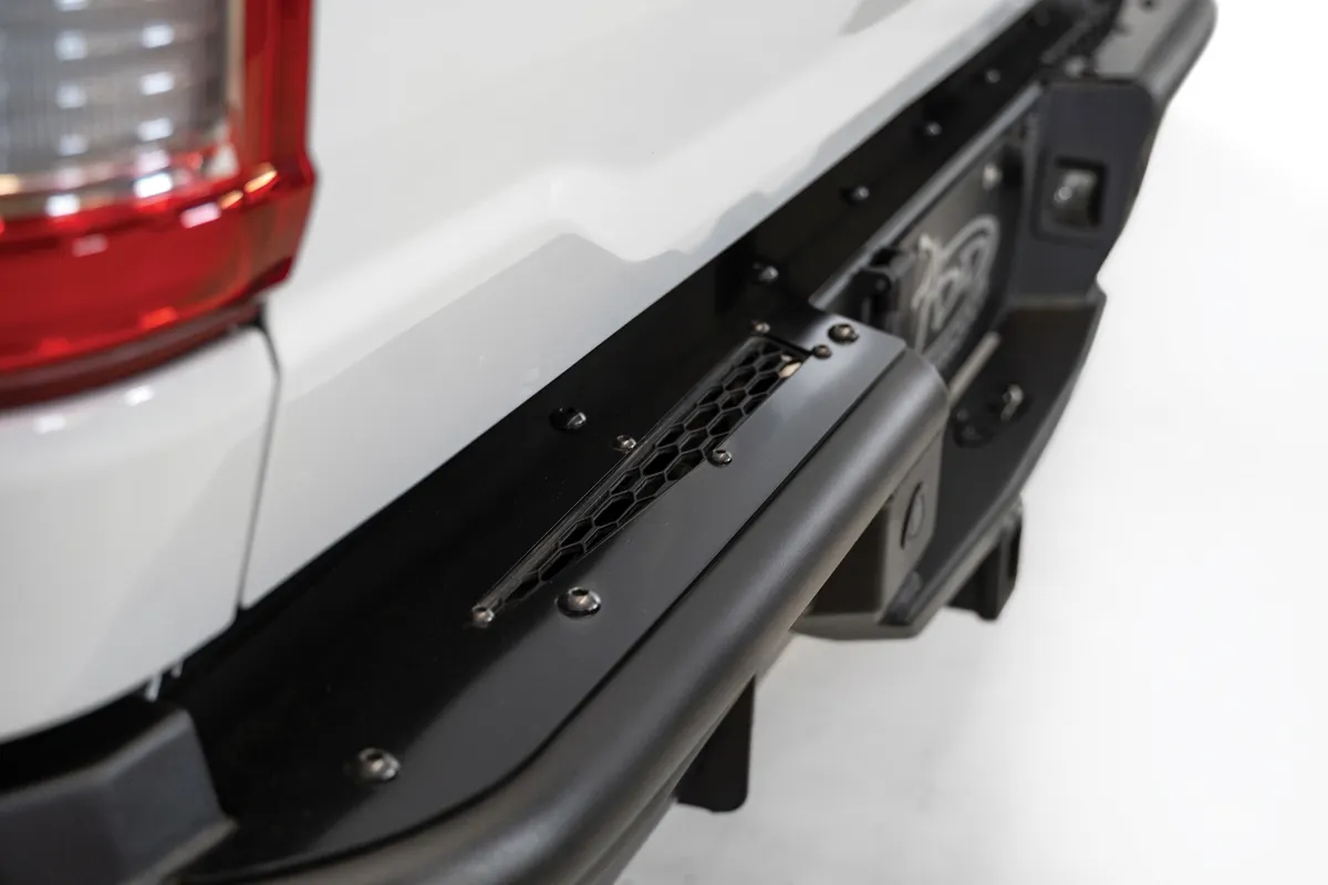 The ADD Pro Bolt-On Rear Bumper for the 2021 Ford F-150 was designed to match the same slim prerunner style of the front Pro Bolt-On Bumper. Constructed from .120-inch wall steel tubing it provides durable protection to the rear of your truck. The top p product image