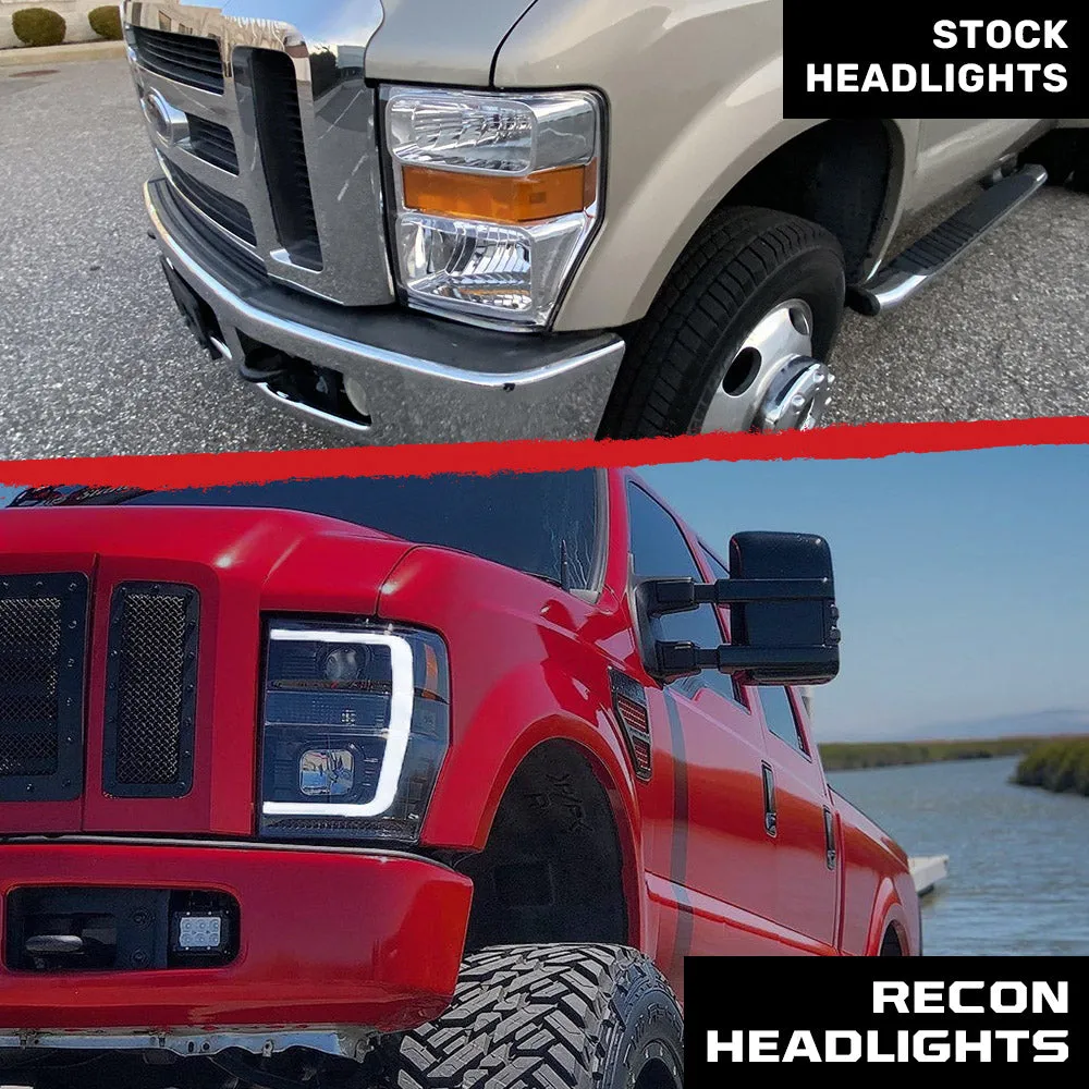 Ford Superduty 08-10 F250f350f450f550 Projector Headlights w Ultra High Power Smooth Oled Halos And DRL - Smoked b product image