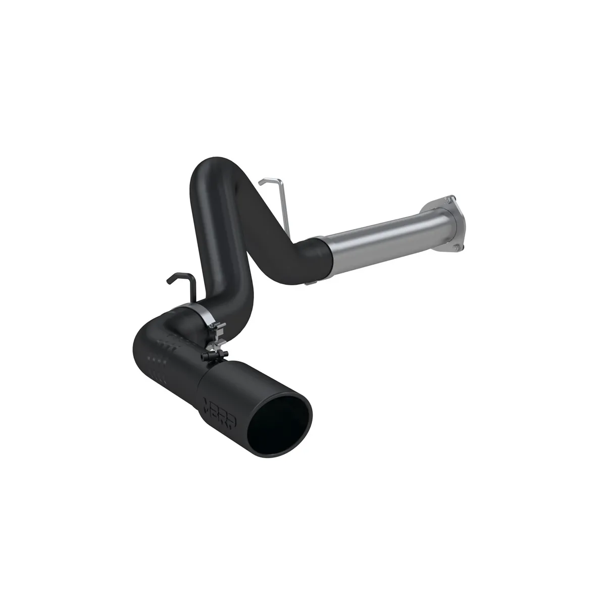 Armor BLK Filter Back Exhaust System; 4 in.; Incl. Ext. Pipe/Over Axle Pipe/Tailpipe/Hardware/5 in. OD Tip; Single Side Exit; Black Coated; product image
