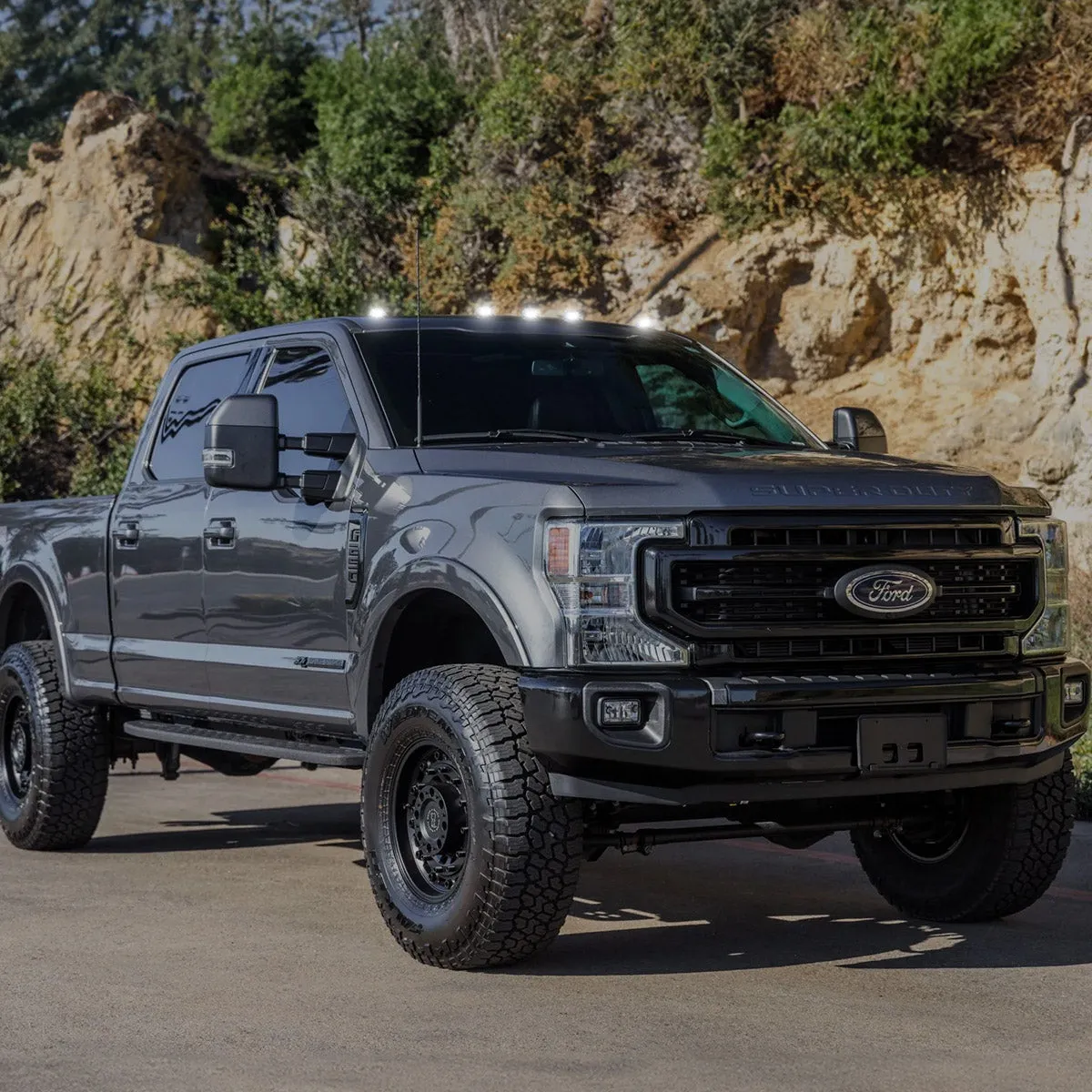 Ford 17-23 Superduty 5-Piece Set Clear Cab Roof Light Lens With 2-Way Forward Rear Facing White Ultra High-Power Leds - Attn This Cab Light Set is For a Fresh Install on a Truck That Did Not Come With OEM Cab Roof Lights no Square Hole Required - on product image