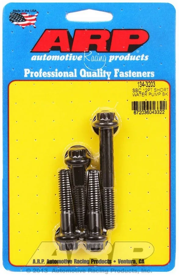 ARP Auto Racing sb Chevy 12pt Bolt Head Black Oxide Short Water Pump Bolt Kit