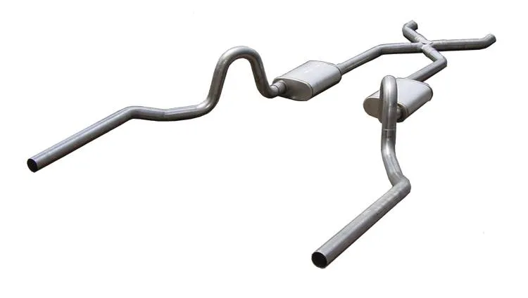 Pypes Performance exhaust Crossmember Back w/X-Pipe Exhaust System 64-72 A-Body Split Rear Dual Exit 2.5 in Intermediate And Tail Pipe Violator Mufflers/Hardware Incl Tip Not Incl Pypes Exhaust