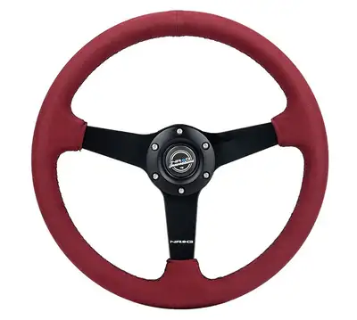 NRG Innovations Steering Wheel 350mm 1.5 in Dish Burgundy Alcanta