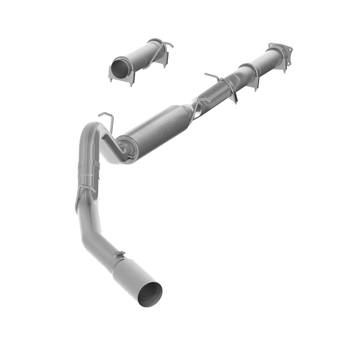 Armor Lite Cat Back Exhaust System; 4 in.; Incl. Slip Joint/Ext. Pipes/Muffler/Tailpipe/Hardware/5 in. OD Tip; Single Side Exit; Aluminized; product image