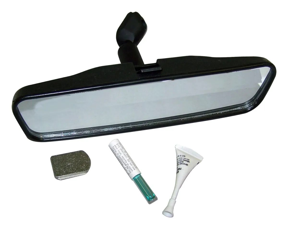 1955-1983 CJ-5 CJ 8-1/2in Rearview Mirror w/ button & adhesive 1976-1986 CJ-7 CJ 8-1/2in Rearview Mirror w/ button & adhesive 1981-1986 CJ-8 CJ 8-1/2in Rearview Mirror w/ button & adhesive 1987-1995 Wrangler YJ 8-1/2in Rearview Mirror w/ button & adhes product image