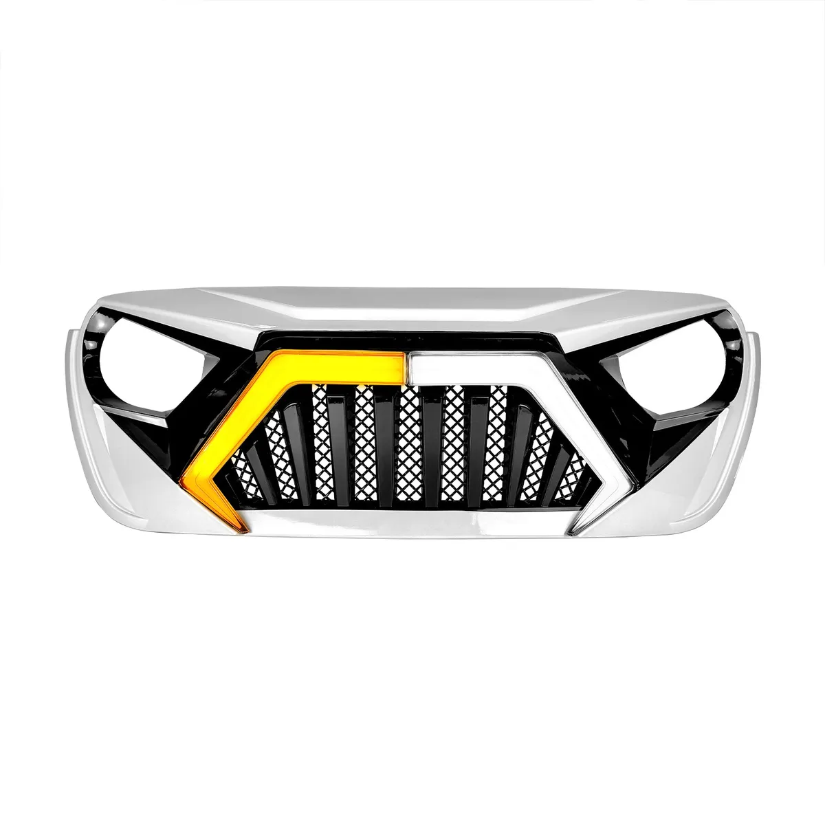 Goliath Grille W/ LED DRL and Turn Signals - White & Black For 18+ Jeep Wrangler JL & Gladiator JT | In Stock On Apr 30 product image