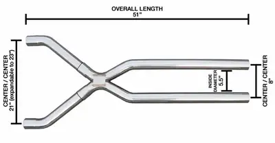 Pypes Performance exhaust Exhaust X-Pipe Kit Intermediate Pipe Tunnel Crossover2.5 in Hardware Incl Polished 304 Stainless Steel Pypes Exhaust