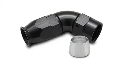 Vibrant Performance 60 Degree High Flow Hose End Fitting; -8AN; 6061 Aluminum; Black Anodized; For PTFE Lined Hose;