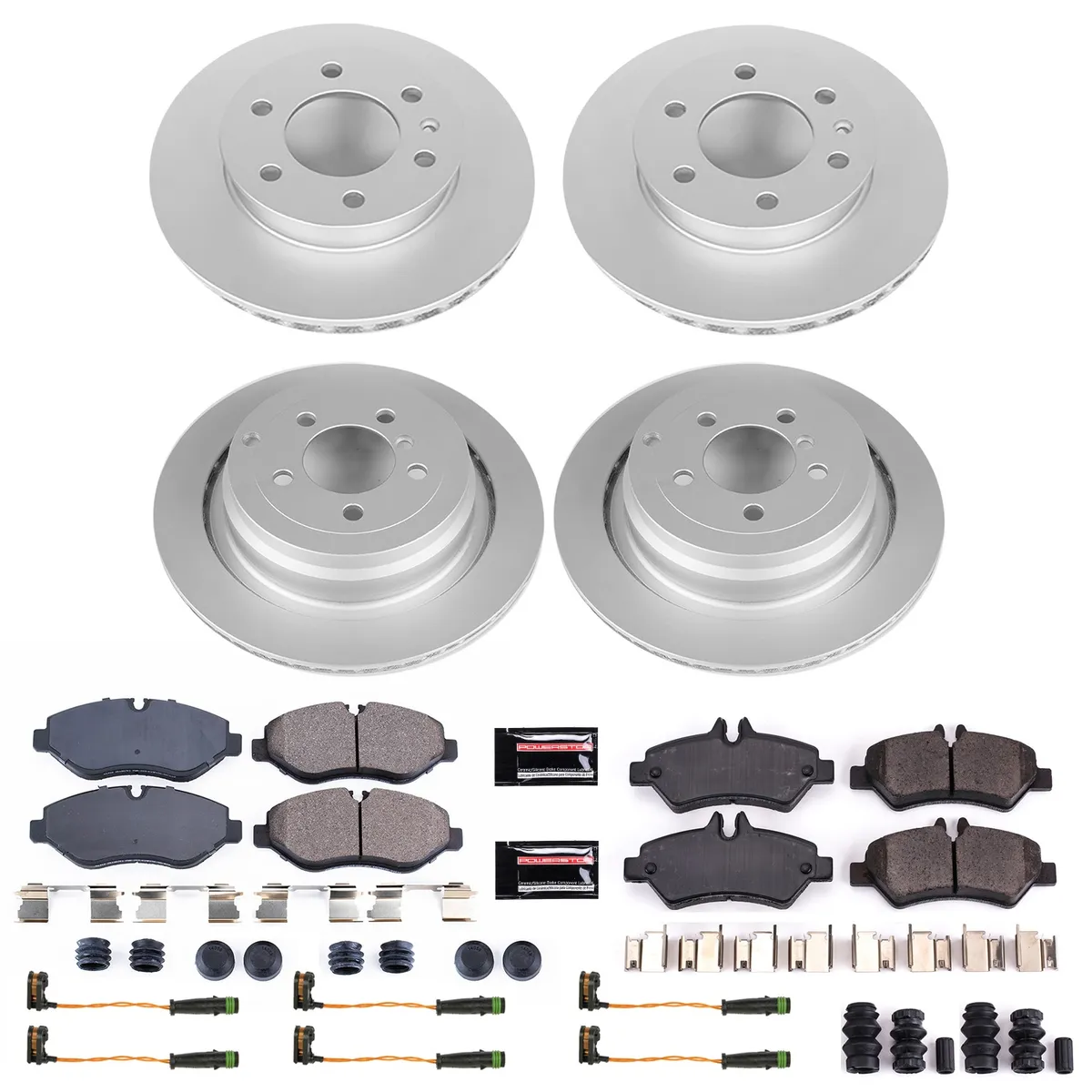 Z23 Sport Geomet Coated Rotor Kit For European Vehicles: Genuine Geomet Fully Coated Rotors; Carbon-Fiber Ceramic Pads W/Hardware; Pad Sensors product image