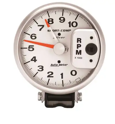 AutoMeter Gauge, Tachometer, 5", 10k RPM, Pedestal w/ Red Line, Ultra-Lite