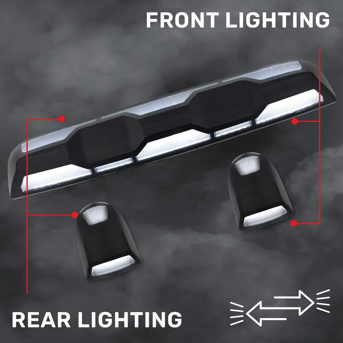 GMC & Chevy 20-25 (4th Gen) Heavy-Duty (3-Piece Set) Cab Roof Light Set 2-Way Front & Rear Facing Ultra High-Power White LEDs - (ATTN: This cab light kit replaces Factory/OEM installed cab roof lights) - Multiple Lens product image