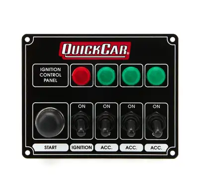 Quickcar Racing Ignition Panel Black w/ 3 Acc. & Lights