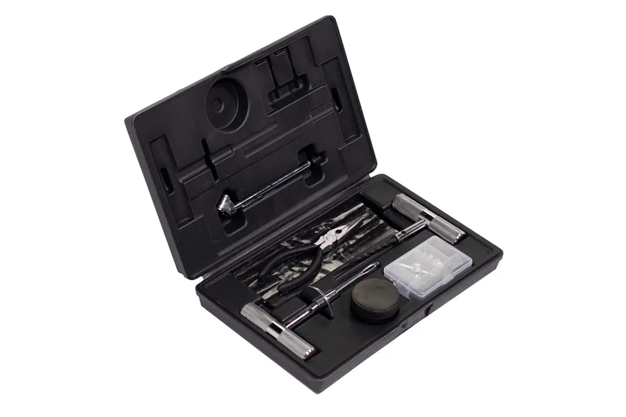 Overland Vehicle Systems Tire Repair Kit 53 Piece Kit With Black Storage Box Up Down Air