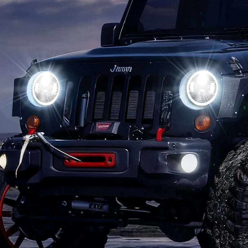 Best Seller Jeep Wrangler LED Headlights with Halo DRL & Turn Signals for 1997–2018 JK CJ TJ product image