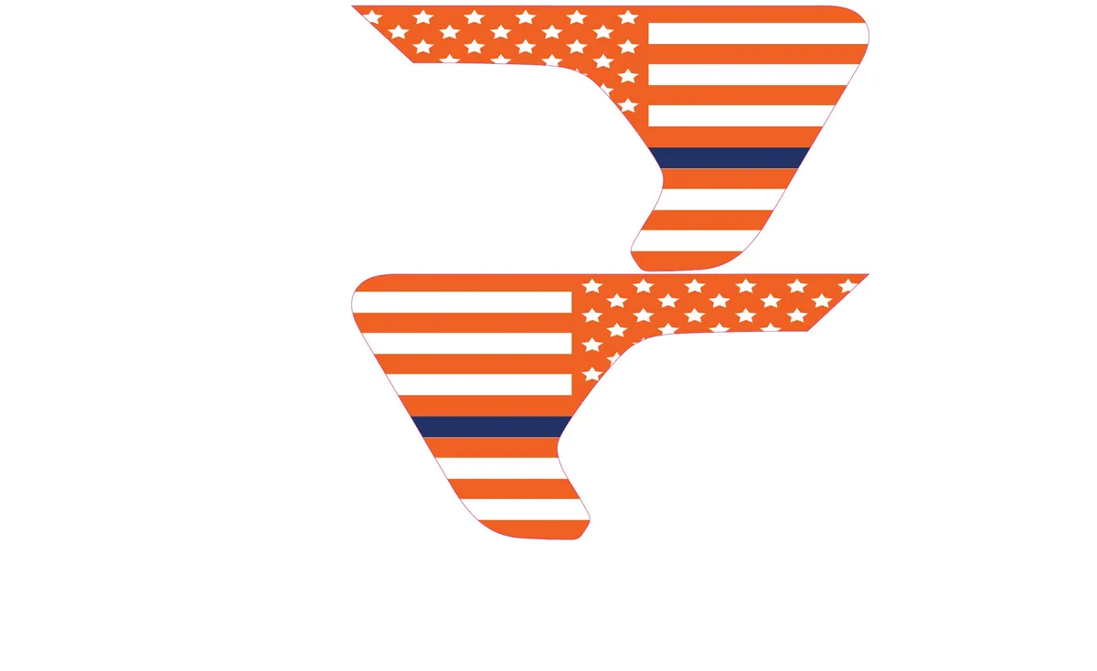 White and Orange Thin Blue Line Flag 2pc Vinyl Fender Decal product image